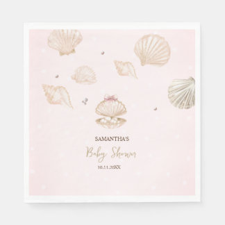 Little Pearl Seashells Dots Baby Shower Serviette