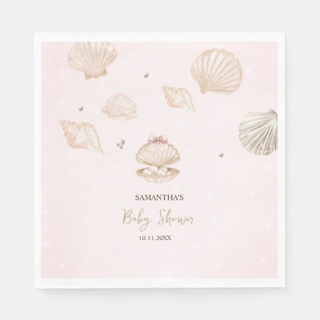 Little Pearl Seashells Dots Baby Shower Serviette (Vorderseite)