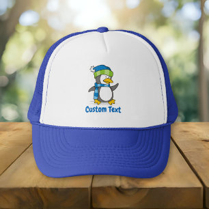 Little penguin walking on snow trucker hat truckerkappe