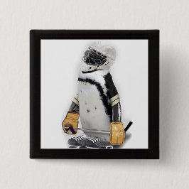 Little Penguin Wearing Hockey Gear Button