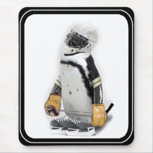 Little Penguin Wearing Hockey Gear Mousepad