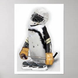 Little Penguin Wearing Hockey Gear Poster