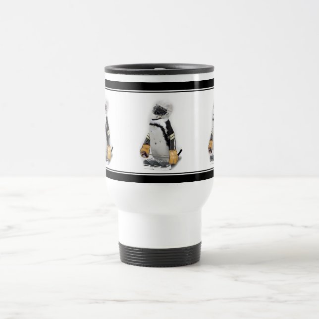 Little Penguin Wearing Hockey Gear Reisebecher (Mittel)
