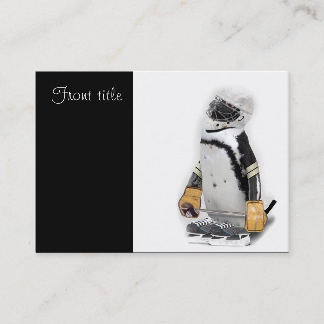 Little Penguin Wearing Hockey Gear Visitenkarte (Vorderseite)