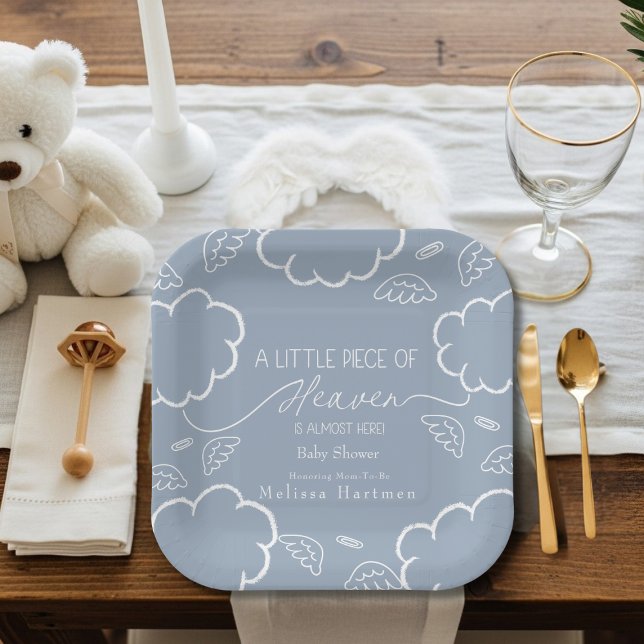 Little Piece of Heaven Blue  Pappteller (Little Piece of Heaven Blue Paper Plates)