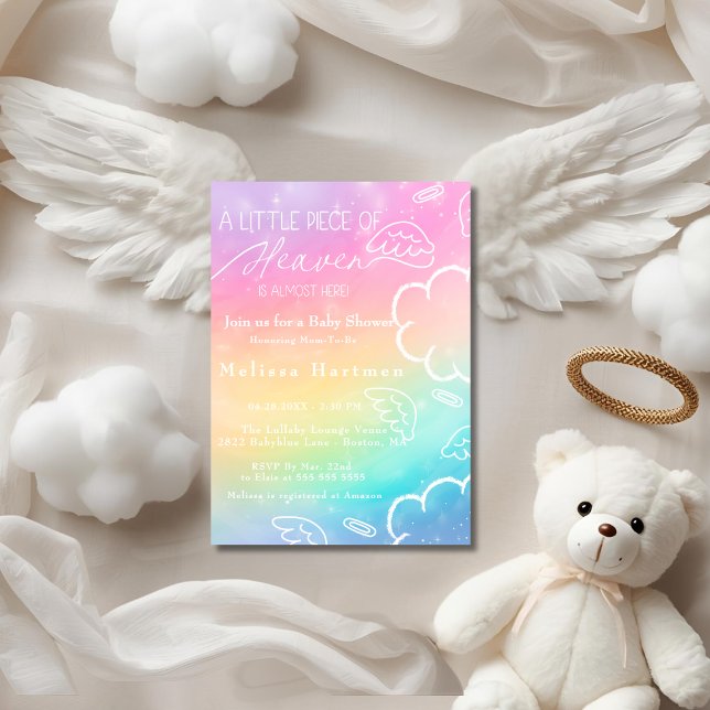 Little Piece of Heaven Rainbow baby shower  Einladung (Little Piece of Heaven Rainbow baby shower Invitation)