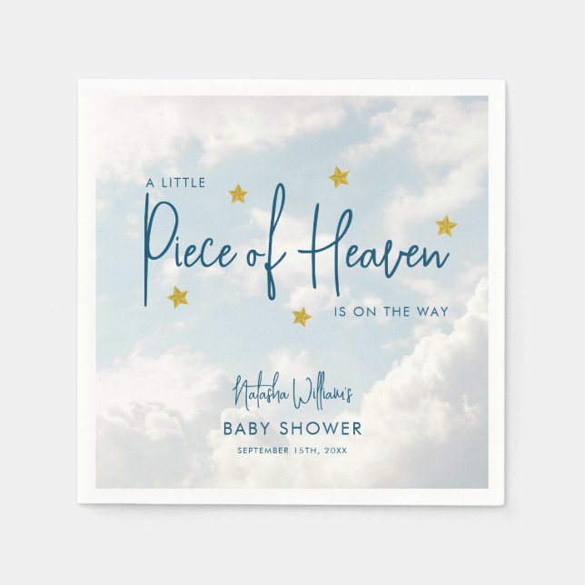 Little Piece of Heaven Sky Blue Baby Shower Serviette (Vorderseite)