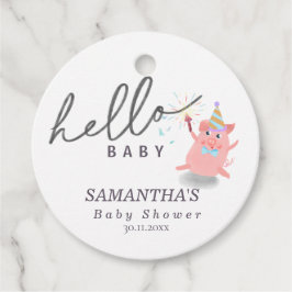 little pig Calligraphy Baby Shower Hello baby Geschenkanhänger