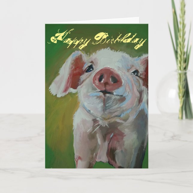 Little Pig Happy Birthday Karte (Vorderseite)