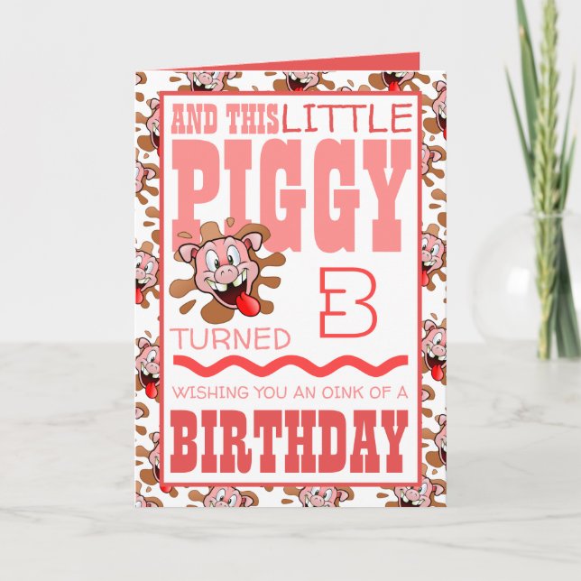 Little Piggy Birthday Grußkarte Einladung (Vorderseite)