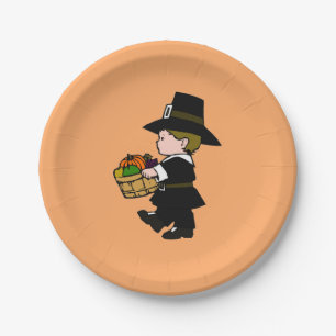 Little Pilgrim Boy Erntedank Pappteller