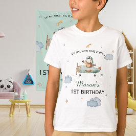 Little Pilot Sage Airplane 1st Birthday Outfit T-Shirt