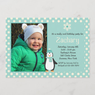 Little Pinguin Aquamarines Foto Einladung
