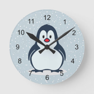 Little Pinguin Snowy Design Clock Runde Wanduhr