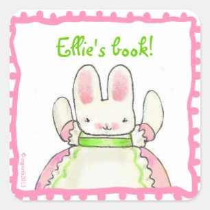 Little Pink Bunny Buchzeichen Quadratischer Aufkleber