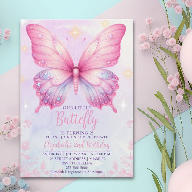 Little Pink Butterfly - Girls' Birthday Einladung (Von Creator hochgeladen)