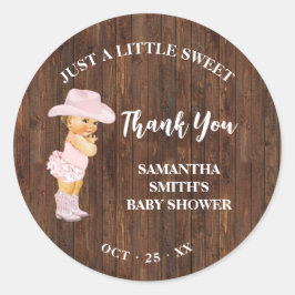 Little Pink Cowgirl Western Babydusche Danke Runder Aufkleber