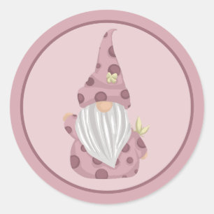 Little Pink Gnome im Detail Runder Aufkleber