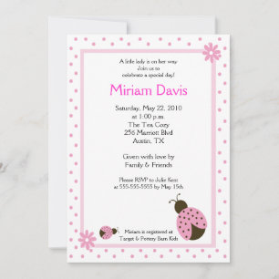 Little Pink Ladybugs 12x18 Baby Shower Einladungen
