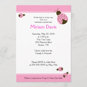 Little Pink Ladybugs 12x18 Baby Shower Einladungen