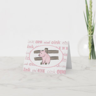 Little Pink Piglet Note Card Karte