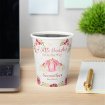 Little Pink Pumpkin Aquarell Floral Paper Cups