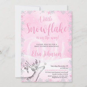 Little Pink Snowflake Girl Babydusche Einladung