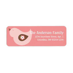 Little Pink Spring Season Bird Address Labels