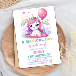 Little Pink Unicorn Einladung zum Geburtstag
