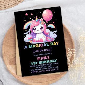 Little Pink Unicorn Einladung zum Geburtstag