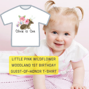 Little Pink Wildblume Woodland 1. Geburtstag Kleinkind T-shirt