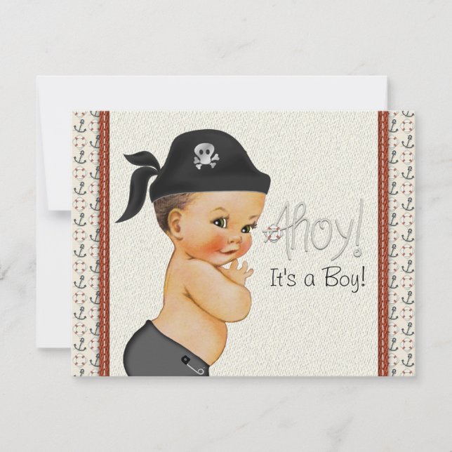 Little Pirate Baby Dusche Einladung (Vorderseite)