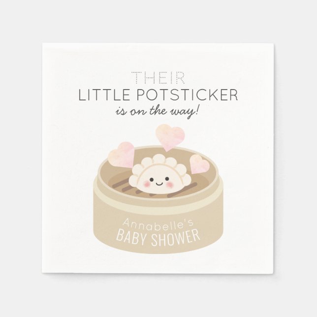 Little Potsticker Baby Dusche White Napkins Serviette (Vorderseite)