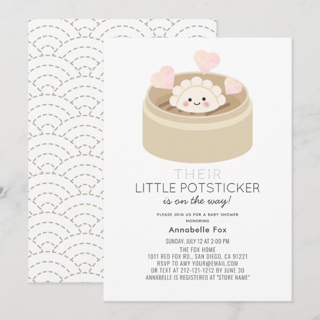 Little Potsticker Baby Shower Einladung (Vorne/Hinten)