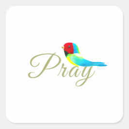Little Prayer Bird  Quadratischer Aufkleber