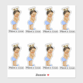 Little Prince Baby Boy Blue Gold Crown Ethnic Aufkleber