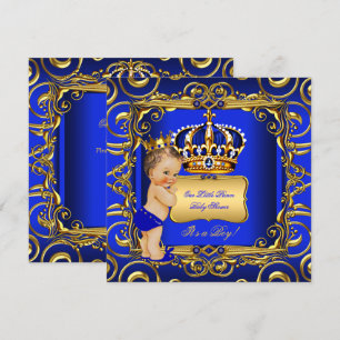 Little Prince Baby Dusche Blue Brünett Baby Boy Einladung