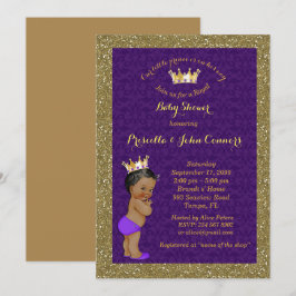 Little Prince Baby Dusche Einladung, Gold, lila Einladung