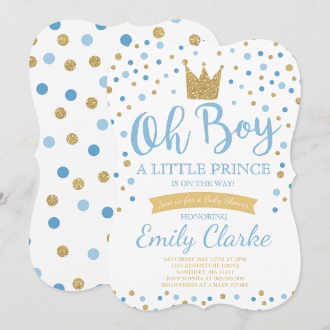 Little Prince Baby Dusche Einladung Royal Dusche (Vorne/Hinten)