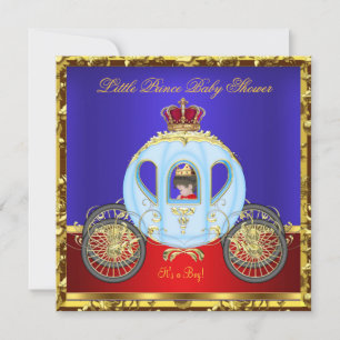 Little Prince Baby Duwer Red Blue Gold Boy Einladung