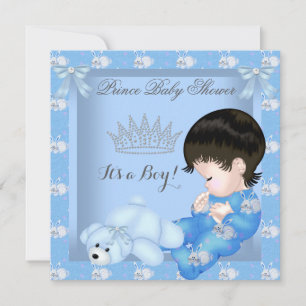 Little Prince Baby Shower Boy Blue Bunny Einladung