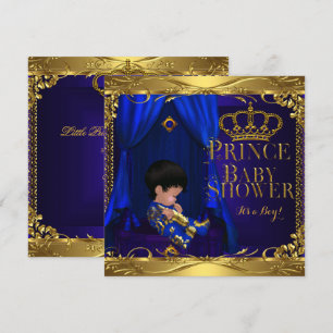 Little Prince Baby Shower Boy Regal Blue Crown 5 Einladung