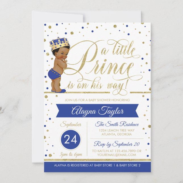 Little Prince Baby Shower Einladung, Imitate Glitz Einladung (Vorderseite)