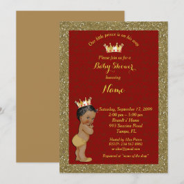 Little Prince Baby Shower Invitation, Gold, Rot Einladung