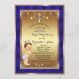 Little Prince Baby Shower Invitation, Royal Blue 2 Einladung