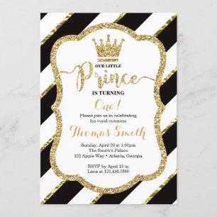 Little Prince Birthday Einladung in Black & Gold