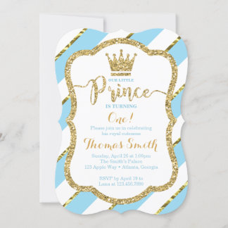 Little Prince Birthday Einladung in Blue & Gold
