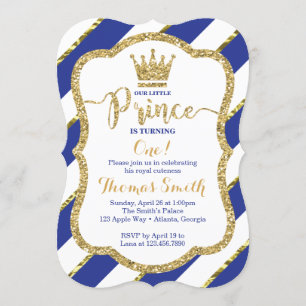 Little Prince Birthday Einladung in Blue & Gold