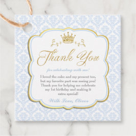 Little Prince Blue Damask Gold Crown Vielen Dank Geschenkanhänger