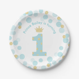 Little Prince Blue Gold 1. Geburtstag Party Pappteller